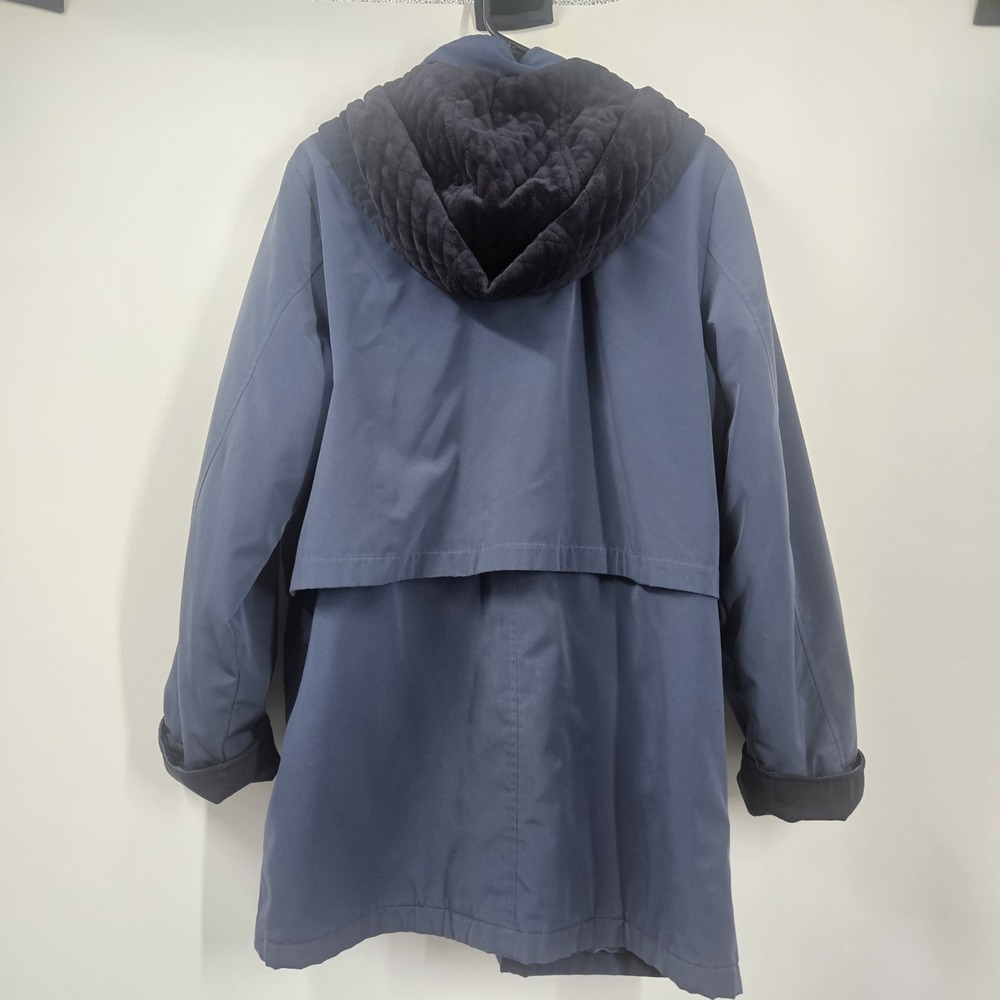 iNautica Women's Size Large Navy Blue Water-resistant Hooded Parka Coat Jacket - Picture 2 of 7